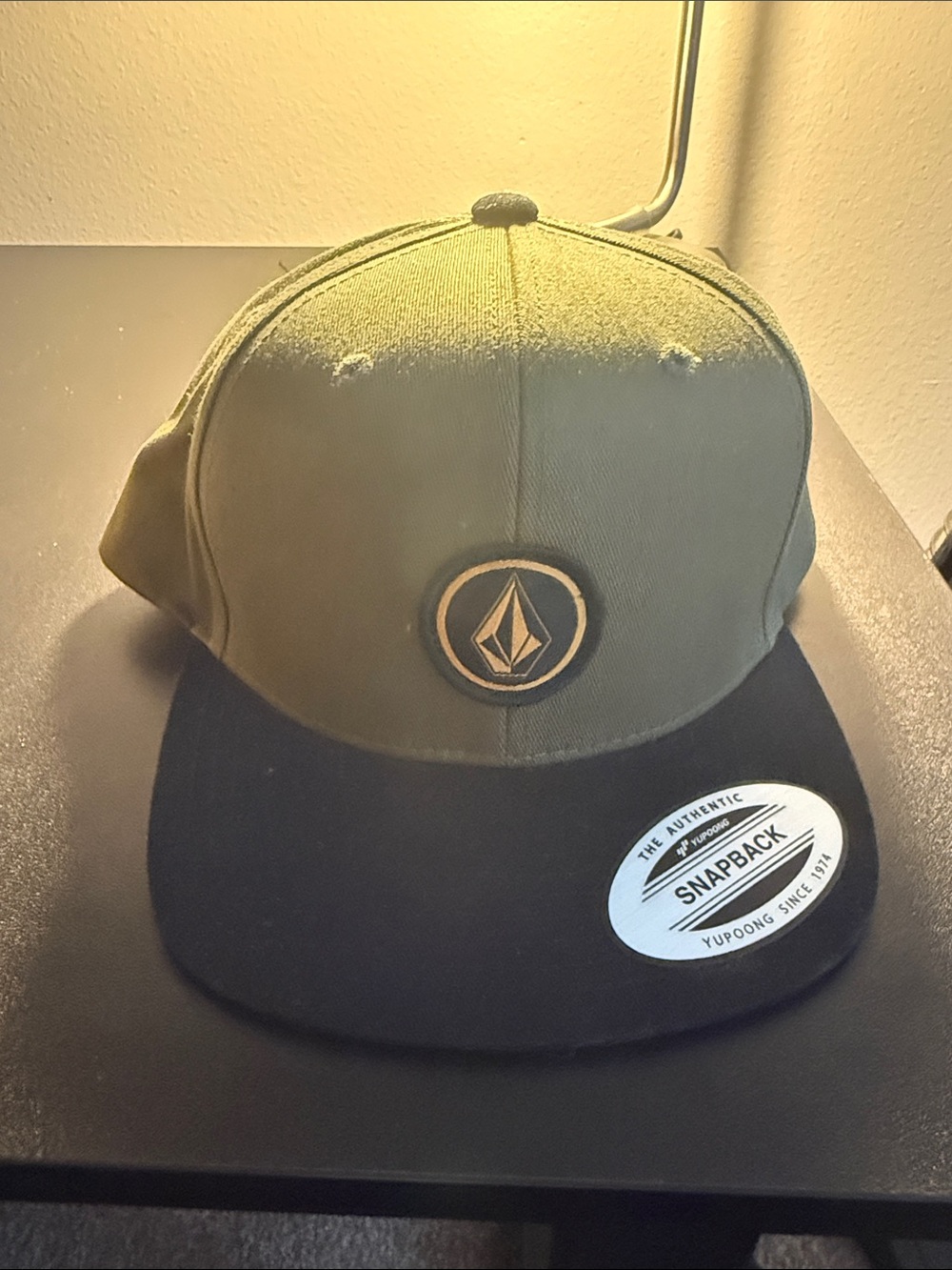 Volcom Olive and Black Snapback Hat with Emblem-small boys size